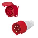 LEYDEN® 5 Pin, 32A, 220-440VAC Industrial Panel Socket With IP44 Waterproof Plug - Male Female Connector