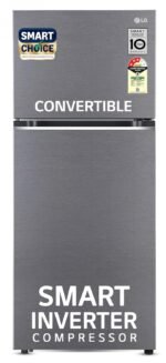 LG Smart Choice, 322 L, 3 Star, Frost-Free Smart Inverter Double Door Refrigerator (GL-S342SDSX, Dazzle Steel, Convertible with Express Freeze)
