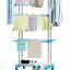 LIVINGBASICS 18 Clips with 3 Layer Finest Clothes Stand for Drying/Cloth Drying Stand/Cloth Stand for Drying Clothes Foldable/Cloth Drying Stand for Balcony/Stainless Steel Dryer Rack (Blue)
