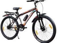 Leader Beast 26T IBC Premium Single Speed Cycle for Men with inbuilt Carrier | City/Mountain Bike with Front Suspension & Dual Disc Brakes | Bicycle for Men | Ideal for 10+ Years – Matt Black