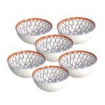 Lellow Ceramic Bowl Set of 6 | Microwave Safe | Dishwasher Safe | Lead-Free Food Grade Glazed Bowls | Ideal for Soup, Salad, Dessert Serving- Petal Pattern
