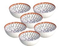 Lellow Ceramic Bowl Set of 6 | Microwave Safe | Dishwasher Safe | Lead-Free Food Grade Glazed Bowls | Ideal for Soup, Salad, Dessert Serving- Petal Pattern