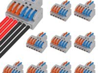 Lever Wire Connector,2 in 6 Out Quick Wire Connectors, Electrical Lever Nuts Wire Connectors Push-in Conductor Terminal Block AWG 28-12 Quick Wiring Connector for Hard Wire, Flame Retardant