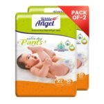 Little Angel Extra Dry Baby Pants Diaper, Extra Large (XL) Size, 112 Count, Super Absorbent Core Up to 12 Hrs Protection & Wetness Indicator, Over 12kg (56 count/pack, Pack of 2)