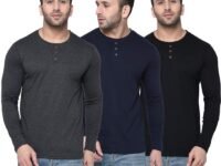 London Hills Solid Men Regular Fit Full Sleeve Round Neck Cotton Blend T-Shirt (Pack of 3)