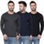 London Hills Solid Men Regular Fit Full Sleeve Round Neck Cotton Blend T-Shirt (Pack of 3)