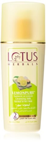 Lotus Herbals Lemonpure Turmeric & Lemon Cleansing Milk | Makeup Remover | For All Skin Types | 170ml