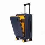 MOKOBARA Polycarbonate The Transit Cabin Pro Luggage Small Cabin Size Poly-Carbonate Hard Sided 8 Hinomoto Wheels Suitcase for Travelling (We Meet Again Sunray, 56 cm, Blue)