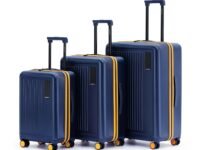 MOKOBARA Polycarbonate The Transit Speed_Wheel Luggage/Trolley Bag Poly-Carbonate Hard Sided 8 Silent Ninja Wheels (We Meet Again Sunray (Limited Edition), Set of 3),Blue, 54, 64 & 74 cm