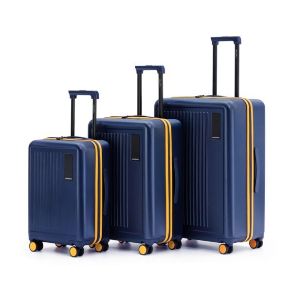 MOKOBARA Polycarbonate The Transit Speed_Wheel Luggage/Trolley Bag Poly-Carbonate Hard Sided 8 Silent Ninja Wheels (We Meet Again Sunray (Limited Edition), Set of 3),Blue, 54, 64 & 74 cm