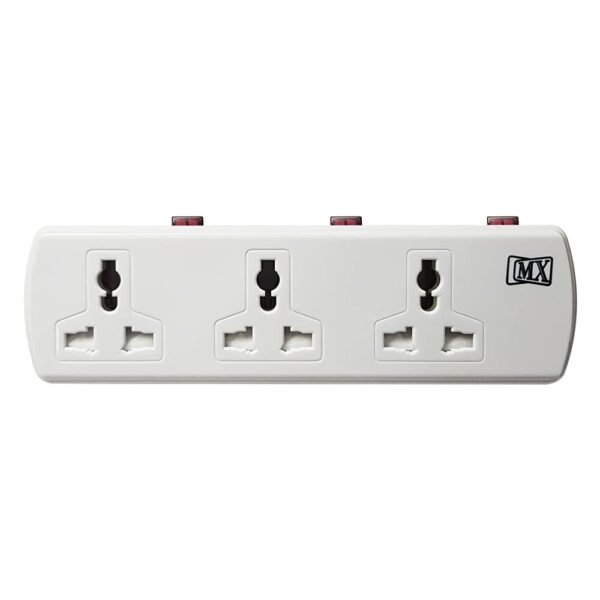 MX Cordless Extension Board with Individual Switch Multi Plug Socket with 2 pin + 3 pin Universal sockets - 6 Outlet with Safety Shutter Protection Surge Protection 6 Amp for HomeOfficeElectronics