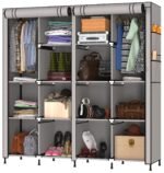 MY ARMOR Foldable Wardrobe for Clothes, 4-Door Foldable Wardrobe, Multipurpose Collapsible Fabric Almirah for Clothes with ABS Plastic Frame