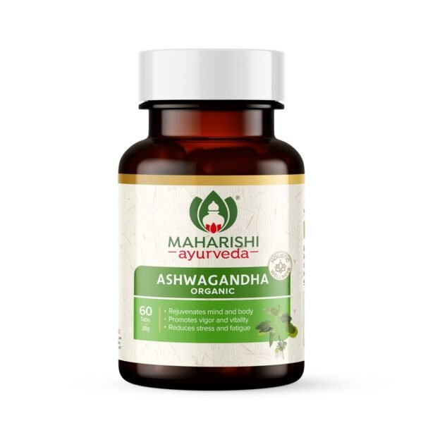 Maharishi Ayurveda Organic Ashwagandha | 100% Organic| General Wellness Tablets| Rejuvenates Mind & Body | Made with Pure Herbs | 60 Tablets