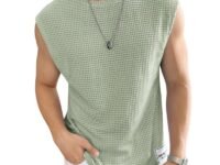 Mens Waffle Tank Tops Sleeveless Round Neck Polycotton T-Shirt for Gym, Running and Outdoor