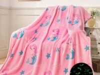 Mermaid Glow in The Dark Blanket-200 x 150 cm- Super Soft Fluffy Flannel Fleece All Season Blanket for Babies-Toddlers-Kids & Teens Boys & Girls- Best Gifting Ideas for 0-15 Years