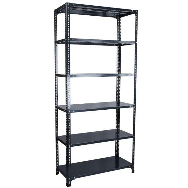 Mil-Nil Prime CRC Sheet 6 Shelf Slotted Angle Rack | Rack for Storage Multipurpose | 24 Gauge Shelves, 16 Gauge Angle Bar | Adjustable Shelves for Home, Office & Shop (78 x 36 x 15 Inch, Grey)