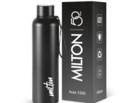 Milton Aura 1000 Thermosteel Water Bottle, 24 Hr Hot and Cold I Leak Proof Lid, ISI Certified I Vacuum Insulated I for Office, Gym, School I Black