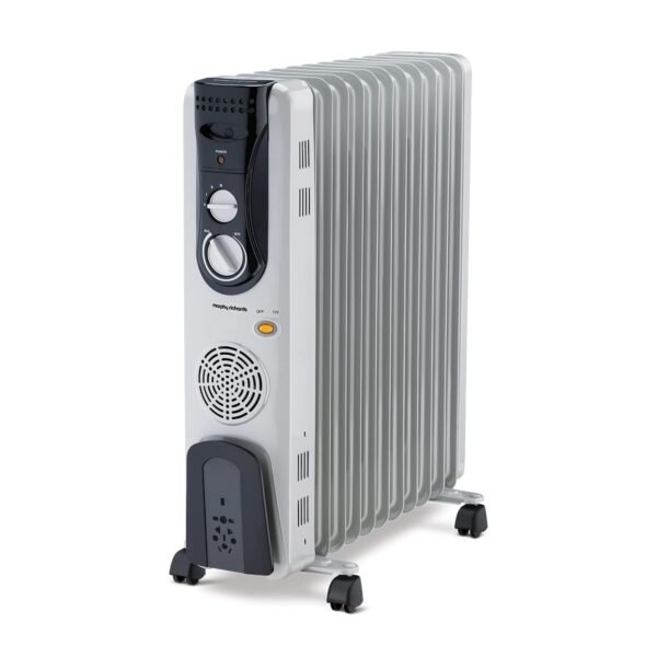 Morphy Richards OFR 13F 13-Fin Oil Filled Radiator Room Heater | 2900W (2500W + 400W PTC Fan) | Adjustable Thermostat, Safety Shut-Off, Castor Wheels | White