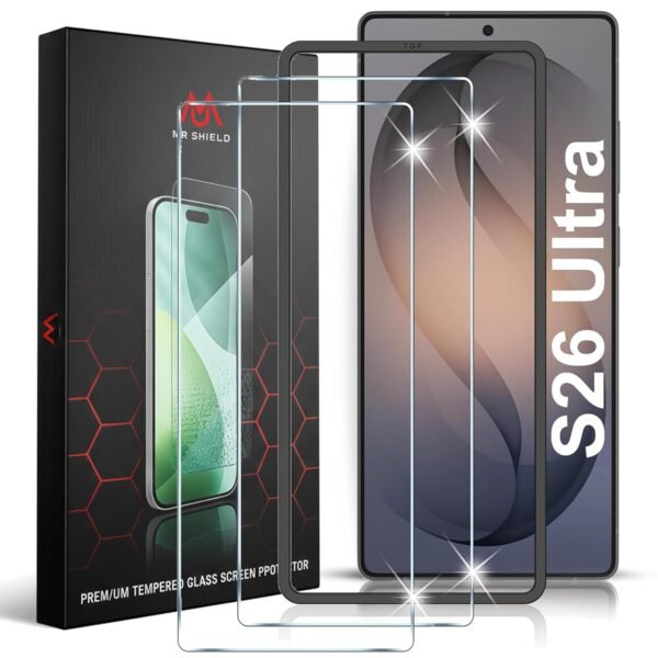 Mr.Shield [2 Pack] Screen Protector for Samsung Galaxy S26 Ultra, 9H Hardness Tempered Glass Screen Guard, Military Grade Shatterproof, Easy Installation Tray, HD Clarity, Case-Friendly