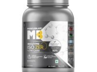 MuscleBlaze Biozyme Iso-Zero, Low Carb Whey Protein Isolate Powder, 27g Isolate Whey Per Scoop (Unflavoured, 1kg / 2.2lbs) with USA Patent-Published Enhanced Absorption Formula (EAF)