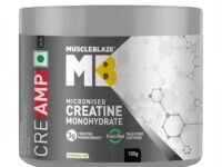 MuscleBlaze Micronised Creatine Monohydrate CreAMP Powder, Unflavoured (32 Servings, 100g) | Trustified Certified Creatine