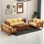 NATRAJ ART & CRAFT Sheesham Wood 7 Seater Sofa Set for Living Room Wooden Sofa Set for Living Room Furniture (3+2+2, Natural Teak Finish)