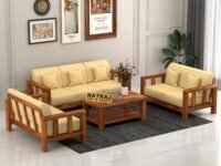 NATRAJ ART & CRAFT Sheesham Wood 7 Seater Sofa Set for Living Room Wooden Sofa Set for Living Room Furniture (3+2+2, Natural Teak Finish)
