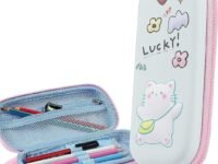 NGEL 3D Cover EVA Pencil Case || Large Capacity Pencil Pouch for Boys & Girls || Cartoon Design Pencil Box/Case/Pouch for School (Print May Very) (Pack of 1) (Lucky Cat)