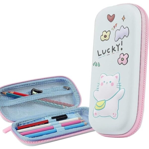 NGEL 3D Cover EVA Pencil Case || Large Capacity Pencil Pouch for Boys & Girls || Cartoon Design Pencil Box/Case/Pouch for School (Print May Very) (Pack of 1) (Lucky Cat)
