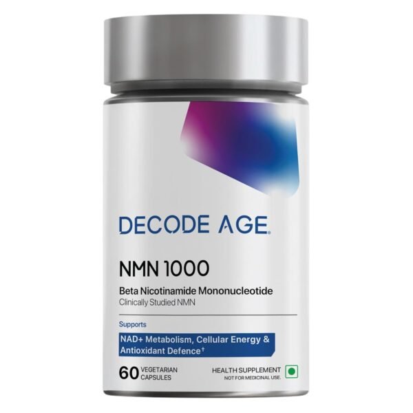NMN Supplement 1000mg | 99% Pure NMN for Anti-Aging, NAD+ Boost & Cellular Energy | High Absorption Nicotinamide Mononucleotide | Longevity & DNA Repair Support | Decode Age
