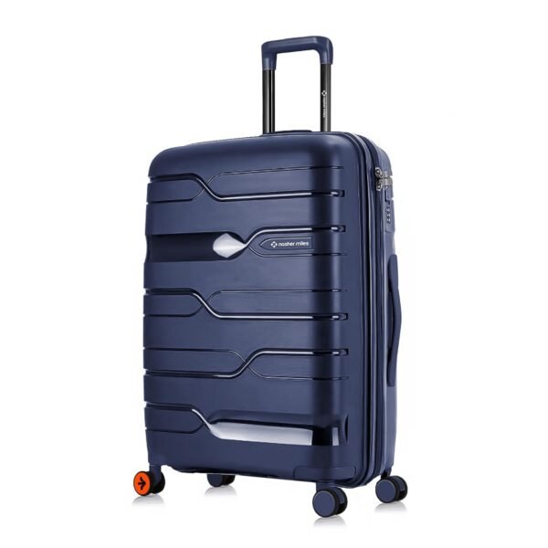 Nasher Miles Polypropylene 360 Degree Paris Hard-Sided Check-in Luggage 28 inch | 75cm | 8 Wheels Large Trolley Bag for Travel | Suitcase (Navy Blue)