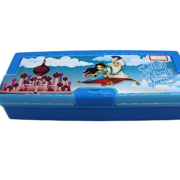 NeoKiddo Very Beautiful Friends Forever Plastic Pencil Box Geometry Stationery Organizer Blue Colour Durable Quality for Kids