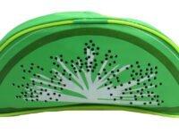 Neoinsta Medium Size Semi Circle Kiwi Fruit Shape Cloth Pen Case School Storage Holder Box Organizer Double Chain Single Compartment Pencil Pouch (Purple)