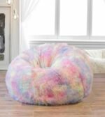 New Tiedye Rainbow Design Furry, Bean Bags with Beans Filled, Chair. Premium and Luxurious Fur beanbag with thermocol Balls XXXL