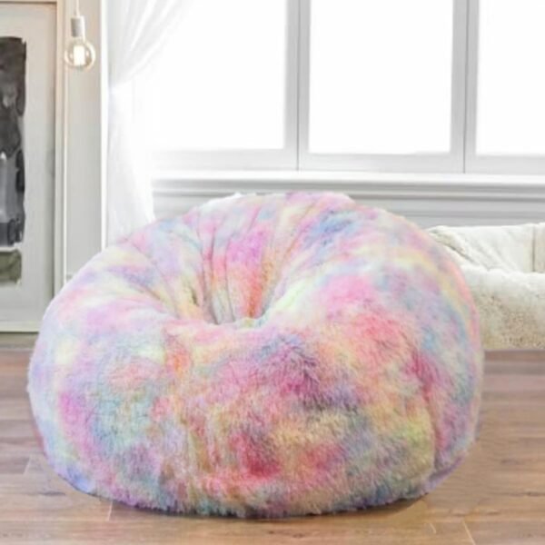 New Tiedye Rainbow Design Furry, Bean Bags with Beans Filled, Chair. Premium and Luxurious Fur beanbag with thermocol Balls XXXL