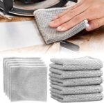 Non-Scratch Wire Dish Cleaning Cloths, Multipurpose Wire Dishwashing Rags for Wet and Dry,Easy Rinsing,Reusable, Wire Cleaning Cloth Wire Dish Towels for Met (Dishcloth, Pack of 10)
