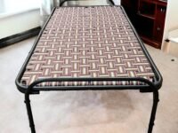 Nylon Heavy Duty Painted Folding Bed With Double Pipe Iron Frame & Double Niwar Strips - 36x72 inches, 12kg Weight - Ideal For Guests, Camping, and Small Spaces, Multicolour
