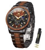 OLEVS Chronograph Watches for Men Original Analog Quartz Gold Silver Stainless Steel Metal Strap Blue Luxury Moon Phase Date Waterproof Branded Men's Wrist Watch