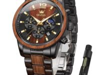 OLEVS Chronograph Watches for Men Original Analog Quartz Gold Silver Stainless Steel Metal Strap Blue Luxury Moon Phase Date Waterproof Branded Men's Wrist Watch