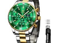 OLEVS Watches for Men Chronograph Business Wrist Watches Analog Quartz Moon Phase Stainless Steel Waterproof Luminous Dress Watches