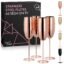 Oak & Steel - Set of 4 Rose Gold Champagne Flutes (10oz) Stainless Steel Stemmed Champagne Glass for Mimosa, Party Toasting, Gift for Bride & Grown, Wedding, Birthday, Anniversary, Christmas