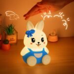 One94Store Blue 7-Color Silicone Rabbit Night Lamp | Soft Squishy Cute Rabbit LED Bedside Light with Tap Control, Nursery Sleep Light, Rechargeable Baby Night Lamp for Bedroom & Home Décor