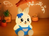 One94Store Blue 7-Color Silicone Rabbit Night Lamp | Soft Squishy Cute Rabbit LED Bedside Light with Tap Control, Nursery Sleep Light, Rechargeable Baby Night Lamp for Bedroom & Home Décor
