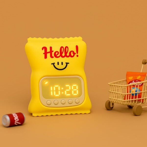 One94Store Hello Digital Alarm Clock with LED Display & Night Light | Cute Cartoon Design, Snooze, Timer & Temperature | Bedside Clock for Kids, Bedroom & Home