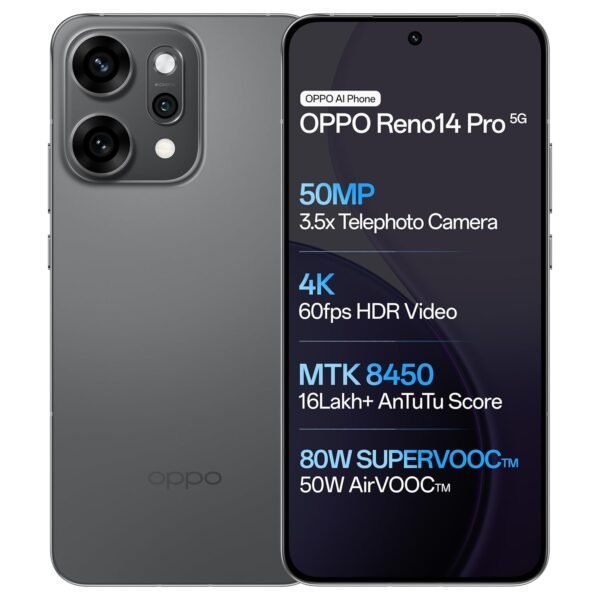 Oppo Reno14Pro 5G (Titanium Grey, 12GB RAM, 256GB Storage)
