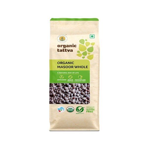 Organic Tattva Masoor Dal 500gms | Organic Black Masoor Dal Whole/Sabut | Unpolished Rich in Protein & Fiber | Gluten Free | Healthy Pulses for Everyday Cooking