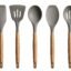 P-Plus International Silicone Spatula Set 5-Piece - 500ºF Heat-Resistant Baking Spoon Spatula - Seamless One-Piece Design Easy to Clean - Non-Stick Silicone Stainless Steel Core (Wooden 5A)