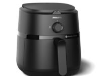 PHILIPS Air Fryer NA120/00, uses up to 90% less fat, 1500W, 4.2 Liter, with Rapid Air Technology (Black), Large