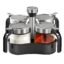 PRIME PICK Revolving Condiment Pots for Pickle Salt & Pepper Cellar with Lid and Spoon, Set of 4 Glass Pickle Orgnaiser with 360 Rotating Holder Tray for Kitchen, 4 Pots, Transparent