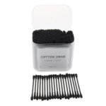 Pack 200pcs Cotton Swabs Makeup Applicator With Wooden Handle Double Ended Head Cotton Buds Stick Ear Cleaner - Black, as described